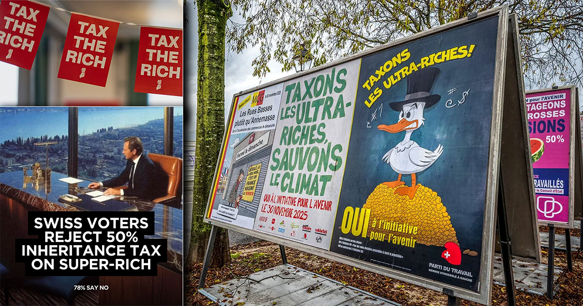 धनाढ्यको पक्षमा स्विट्जरल्यान्डका जनता, सम्पत्तिमा ५०% कर लगाउने प्रस्तावको विपक्षमा ७८% भोट